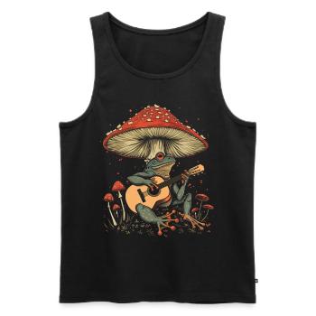 Cottagecore Aesthetic Frog Guitar Mushroom Goblin - Men's Premium Organic Tank Top - black - Front - AI Model Male 178 light (178cm)