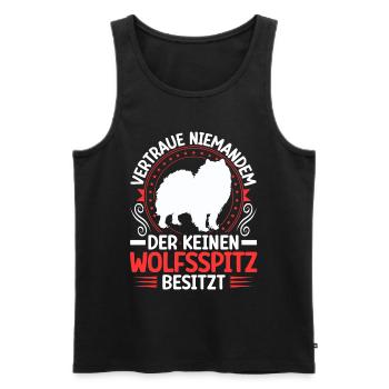 Wolfspitz Je possède un Keeshond - Débardeur bio Premium Homme - noir - Devant - AI Model Male 178 light (178cm)