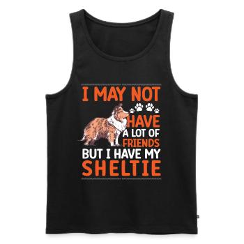 Shetland Sheepdog is friend of British Sheltie - Men's Premium Organic Tank Top - black - Front - AI Model Male 178 light (178cm)