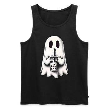 Trauriger Geist trinkt Bubble Tea - Männer Premium Bio Tank Top - Schwarz - Vorne - AI Model Male 178 light (178cm)