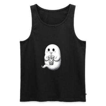 Geist trinkt Bubble Tea - Männer Premium Bio Tank Top - Schwarz - Vorne - AI Model Male 178 light (178cm)