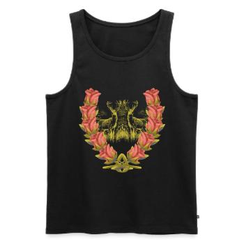 Deer Antlers Red Deer Roses Deer Deer Roebuck - Men's Premium Organic Tank Top - black - Front - AI Model Male 178 light (178cm)