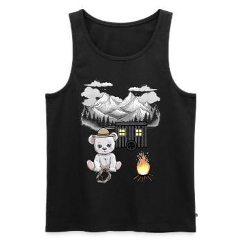Ours en peluche feu de camp Nature Montagne Amoureux de la nature - Débardeur bio Premium Homme - noir - Devant - Michal (187cm)
