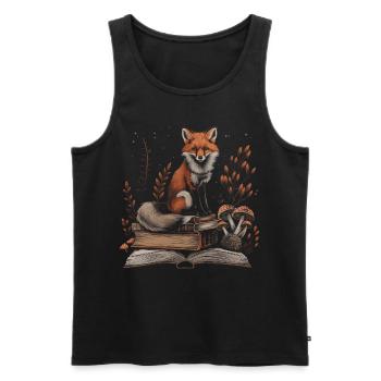 Cottagecore Ästhetischer Fuchs Bücher Pilz Vintage - Männer Premium Bio Tank Top - Schwarz - Vorne - Michal (187cm)