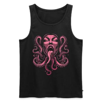 Weirdcore Aesthetic Octopus Woman Face Horror - Men's Premium Organic Tank Top - black - Front - AI Model Male 178 light (178cm)