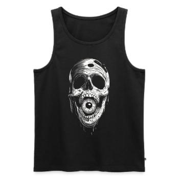 Weirdcore Ästhetisch Totenkopf Augapfel Gruselig S - Männer Premium Bio Tank Top - Schwarz - Vorne - Michal (187cm)