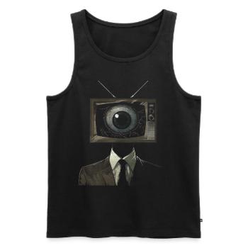 Weirdcore Ästhetik TV Mann Augapfel Grunge Strange - Männer Premium Bio Tank Top - Schwarz - Vorne - Michal (187cm)