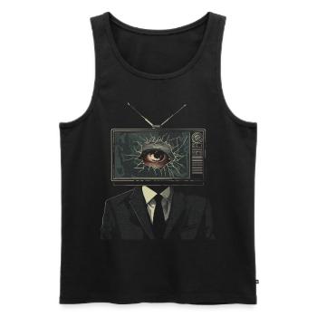 Weirdcore Ästhetik TV Mann Augapfel Grunge Strange - Männer Premium Bio Tank Top - Schwarz - Vorne - Michal (187cm)