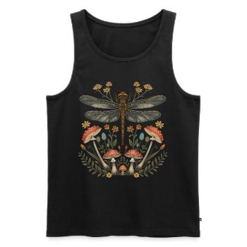 Cottagecore Ästhetisch Libelle Pilz Witchy Floral - Männer Premium Bio Tank Top - Schwarz - Vorne - AI Model Male 178 light (178cm)