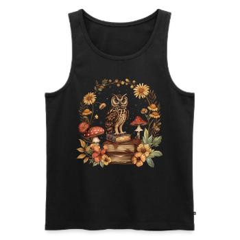 Cottagecore esthétique hibou livres champignon sorcière fl - Débardeur bio Premium Homme - noir - Devant - Michal (187cm)