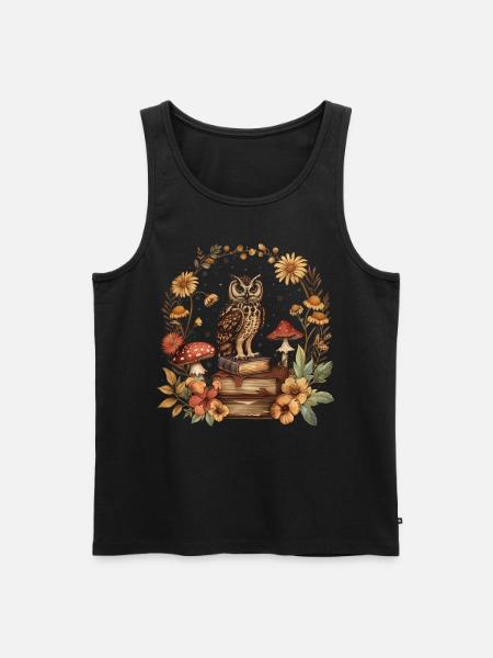 Cottagecore Ästhetische Eule Bücher Pilz Witchy Fl - Männer Premium Bio Tank Top - Schwarz