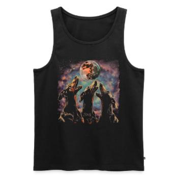 Doberman Dog Howling Moon - Men's Premium Organic Tank Top - black - Front - Michal (187cm)