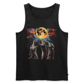 El Chupacabra Crypto Cryptozoologie Lune Hurlante - Débardeur bio Premium Homme - noir - Devant - AI Model Male 178 light (178cm)