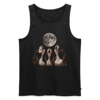 English Springer Spaniel Hund Heulender Mond - Männer Premium Bio Tank Top - Schwarz - Vorne - Michal (187cm)