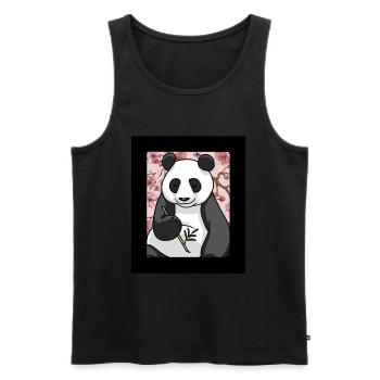 Panda Ours Panda Ours Chine Cerisier Fleur Asie - Débardeur bio Premium Homme - noir - Devant - Michal (187cm)