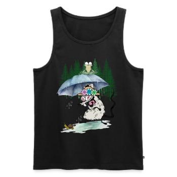 Drôle de rat forêt temps pluvieux parapluie randonnée - Débardeur bio Premium Homme - noir - Devant - AI Model Male 178 light (178cm)