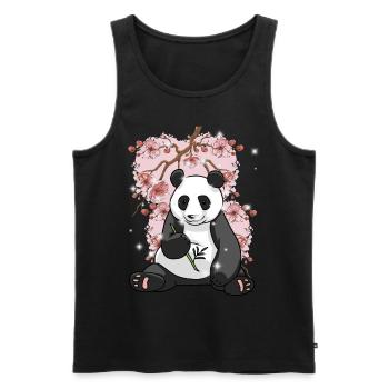 Asie Chine Cerisier Fleur Panda Ours Ours Japon - Débardeur bio Premium Homme - noir - Devant - Michal (187cm)