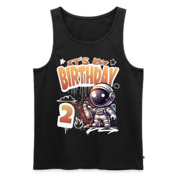 Graffiti astronaute 2ème anniversaire - Débardeur bio Premium Homme - noir - Devant - AI Model Male 178 light (178cm)