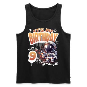 Graffiti astronaute 9e anniversaire - Débardeur bio Premium Homme - noir - Devant - Michal (187cm)