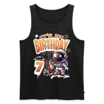 Graffiti astronaute 7e anniversaire - Débardeur bio Premium Homme - noir - Devant - AI Model Male 178 light (178cm)