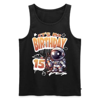 Graffiti Astronaut 15th Birthday - Men's Premium Organic Tank Top - black - Front - Michal (187cm)