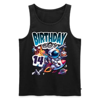 Astronaut 14th Birthday Space - Men's Premium Organic Tank Top - black - Front - AI Model Male 178 light (178cm)