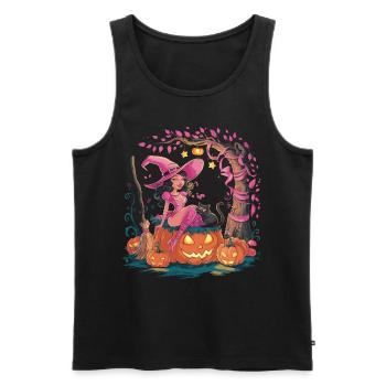 Pretty In Pink Wicked With Pumpkins für Frauen - Männer Premium Bio Tank Top - Schwarz - Vorne - Michal (187cm)
