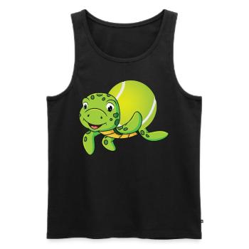 Drôle de joueur de tennis raquette chat - Débardeur bio Premium Homme - noir - Devant - Michal (187cm)