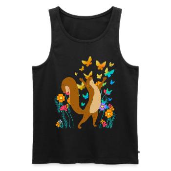 Fleurs d’écureuil Papillons Enfant Enfants Bébé - Débardeur bio Premium Homme - noir - Devant - Michal (187cm)