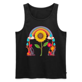 Regenbogen Sonnenblume Blume Blumen Natur - Männer Premium Bio Tank Top - Schwarz - Vorne - AI Model Male 178 light (178cm)