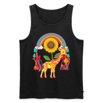 Giraffe Giraffen Regenbogen Blumen Kinder Kind - Männer Premium Bio Tank Top - Schwarz - Vorne - AI Model Male 178 light (178cm)