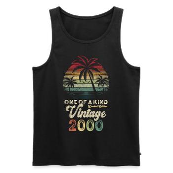 Millésime 2000 Anniversaire Palmiers - Débardeur bio Premium Homme - noir - Devant - Michal (187cm)