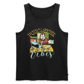 Podcast Podcaster Vibes Podcasting - Männer Premium Bio Tank Top - Schwarz - Vorne - AI Model Male 178 light (178cm)
