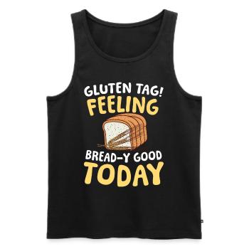 Gluten tag Feeling bread-y good today - Männer Premium Bio Tank Top - Schwarz - Vorne - AI Model Male 178 light (178cm)