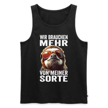 Wir brauchen mehr von meiner Sorte - Männer Premium Bio Tank Top - Schwarz - Vorne - AI Model Male 178 light (178cm)