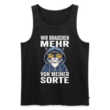 Wir brauchen mehr von meiner Sorte - Männer Premium Bio Tank Top - Schwarz - Vorne - AI Model Male 178 light (178cm)