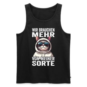 Wir brauchen mehr von meiner Sorte - Männer Premium Bio Tank Top - Schwarz - Vorne - AI Model Male 178 light (178cm)