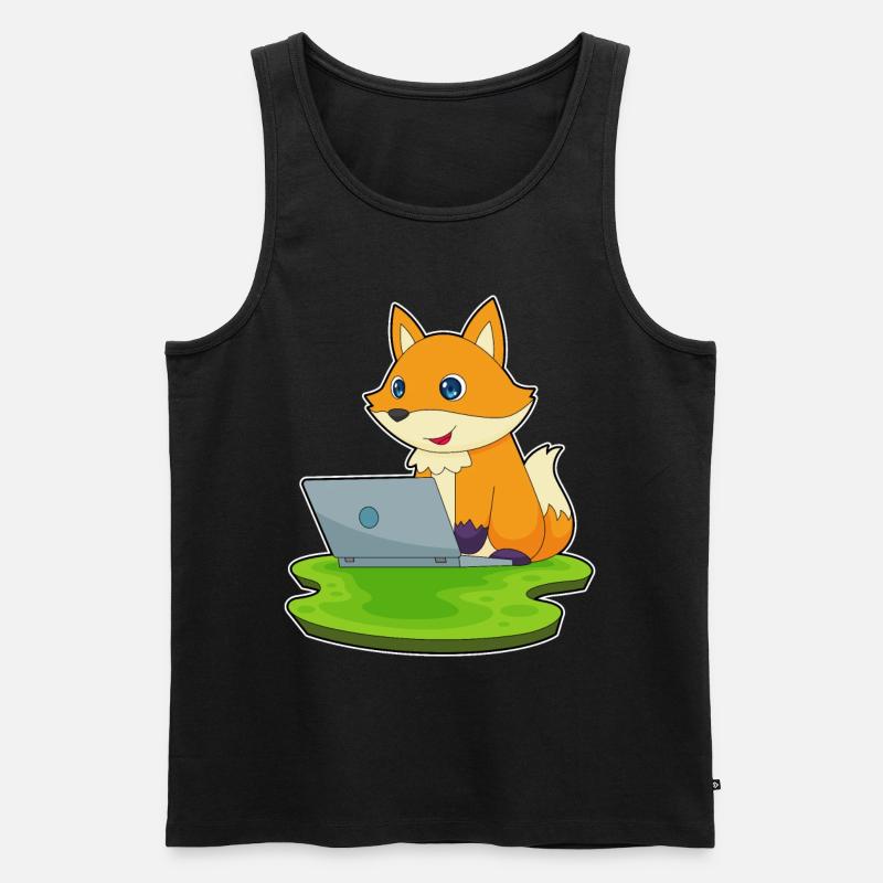 Fuchs Laptop - Männer Premium Bio Tank Top - Schwarz