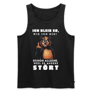 Funny Tshirt Funny Humor Sarcasm Lazy Fun - Men's Premium Organic Tank Top - black - Front - AI Model Male 178 light (178cm)