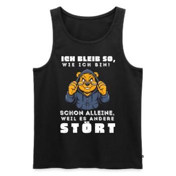 Funny Tshirt Funny Humor Sarcasm Lazy Fun - Men's Premium Organic Tank Top - black - Front - AI Model Male 178 light (178cm)
