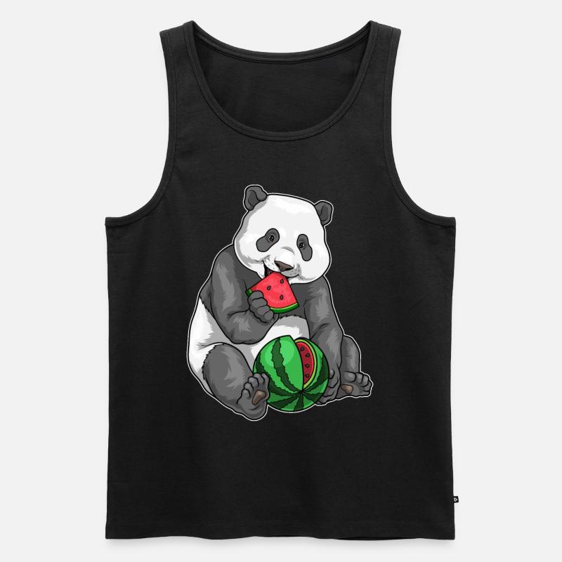 Panda Wassermelone - Männer Premium Bio Tank Top - Schwarz