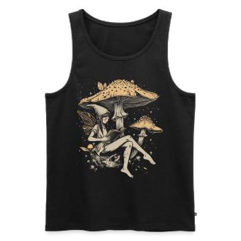 Cottagecore Aesthetic Fairy Book Mushroom Witch Fairyc - Men's Premium Organic Tank Top - black - Front - AI Model Male 178 light (178cm)