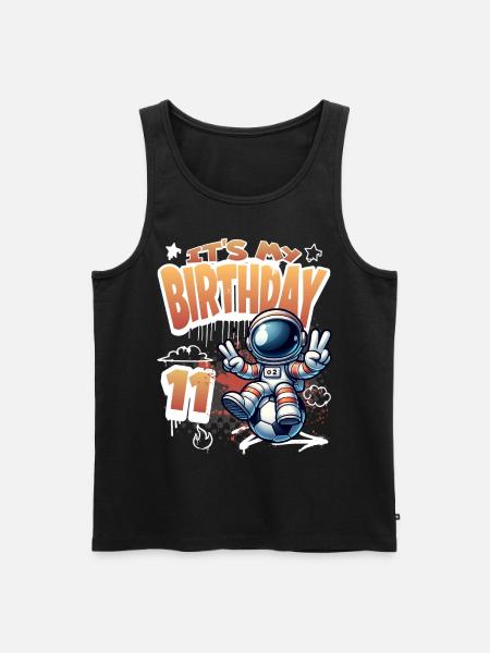 Football Astronaut 11th Birthday - Men's Premium Organic Tank Top - black