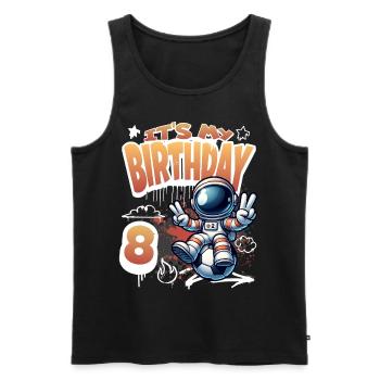 Football Astronaut 8th Birthday - Men's Premium Organic Tank Top - black - Front - Michal (187cm)