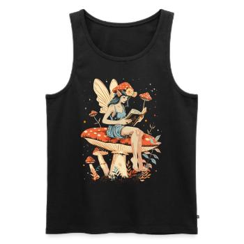 Cottagecore Aesthetic Fairy Book Mushroom Witch Fairyc - Men's Premium Organic Tank Top - black - Front - AI Model Male 178 light (178cm)