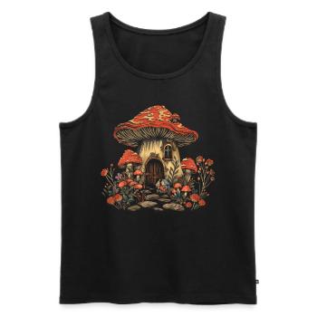 Cottagecore Esthétique Champignon Elfe de maison Vintage Gob - Débardeur bio Premium Homme - noir - Devant - Michal (187cm)