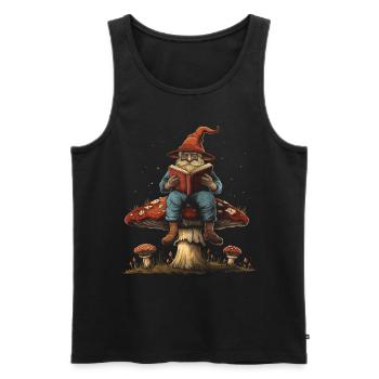 Cottagecore Aesthetic Elf Reading Book Mushroom Witchy - Men's Premium Organic Tank Top - black - Front - AI Model Male 178 light (178cm)