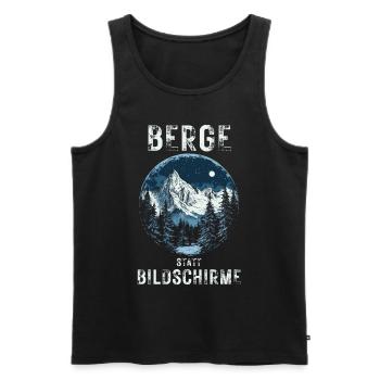 Berge statt Bildschirme - Wandern für Bergsteiger - Männer Premium Bio Tank Top - Schwarz - Vorne - AI Model Male 178 light (178cm)