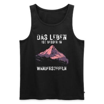 Life better - In hiking boots Hiking Outdoor - Men's Premium Organic Tank Top - black - Front - Michal (187cm)