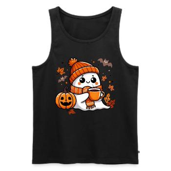 Halloween, Halloween Party, Coffee, Tea - Men's Premium Organic Tank Top - black - Front - AI Model Male 178 light (178cm)